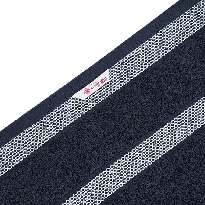 CASA COPENHAGEN Solitaire Towels, 4 Pieces Bath Towel Set- Navy, 600 GSM Designed in Denmark Made of Soft Egyptian Cotton for Bathroom, Kitchen & Shower