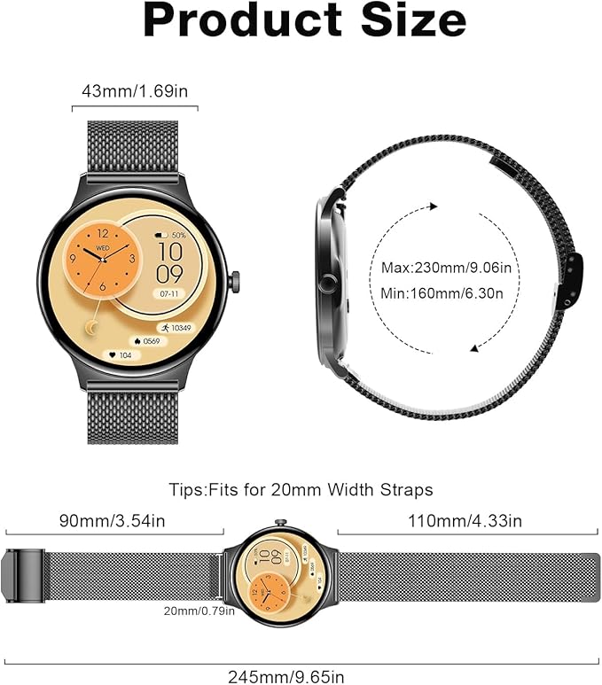 2025 Smart Watches for Men Women, with Bluetooth Make/Answer Call, 1.43" AMOLED Display Fitness Tracker, Heart Rate/SpO2/Sleep Monitor, 100+ Sports Modes, IP67 Waterproof Smartwatch for Android iPhone