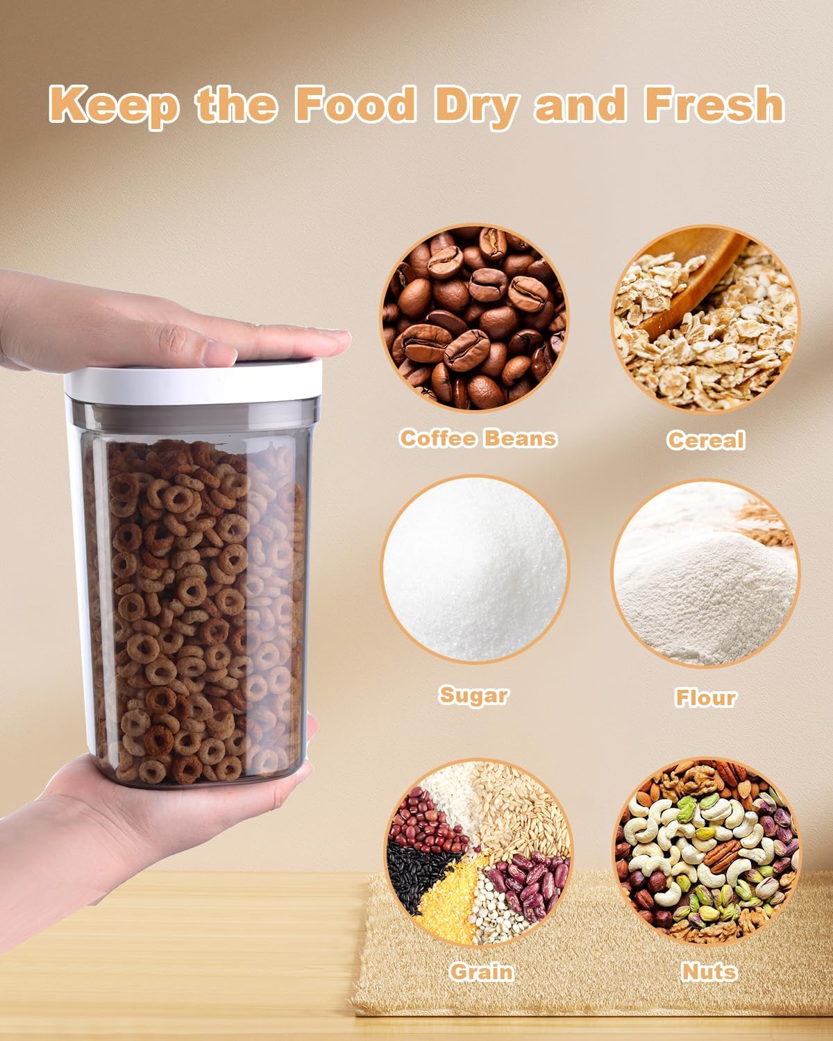 Airtight Food Storage Container with Scoop, 1.6 Qt Durable Plastic Pantry Kitchen Canister for Flour, Sugar, Coffee, Includes Scoop and Lid, BPA-Free, Stackable, Easy-Clean