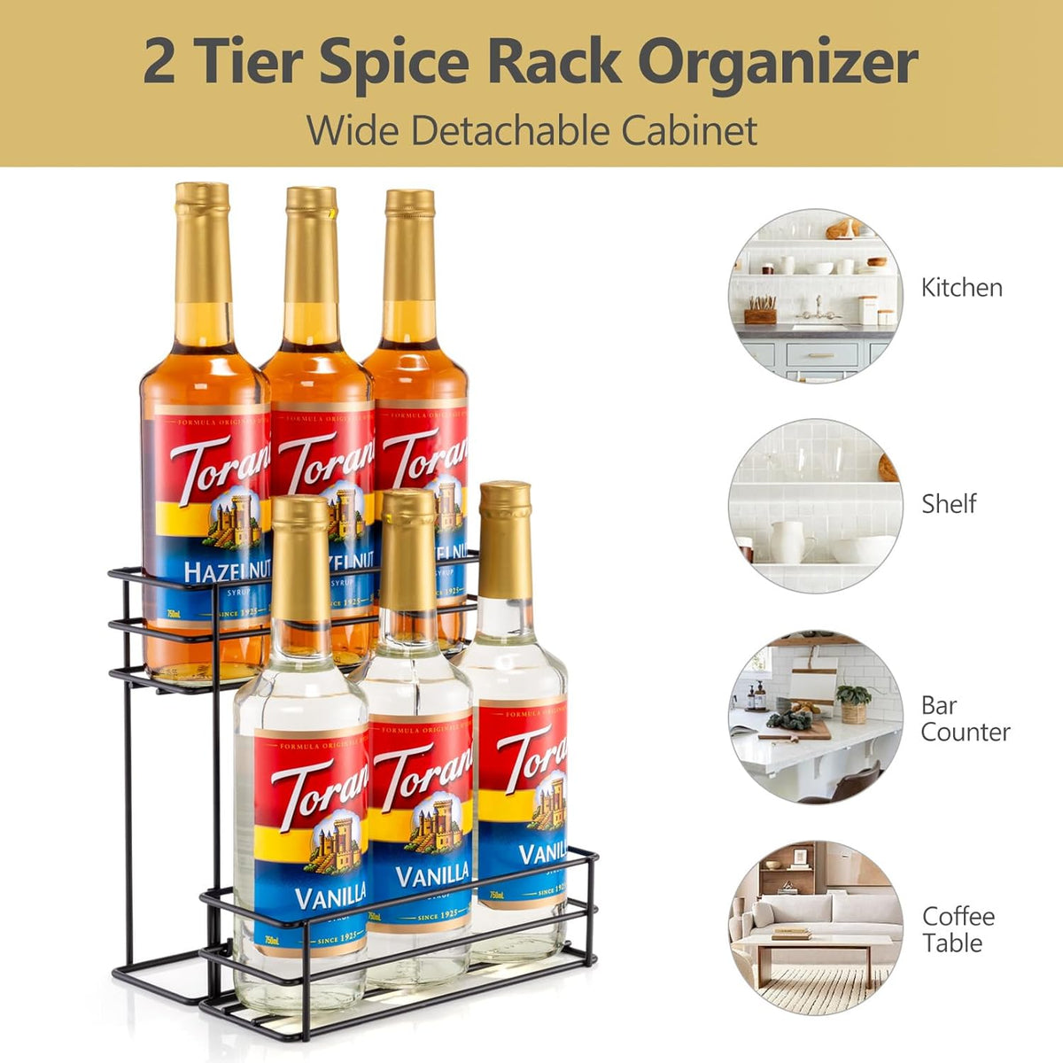6 Bottle Coffee Syrup Organizer Coffee Syrup Rack for Coffee Bar Kitchen Small Wine Rack for Bar Family Storage for Syrup Wine Dressing