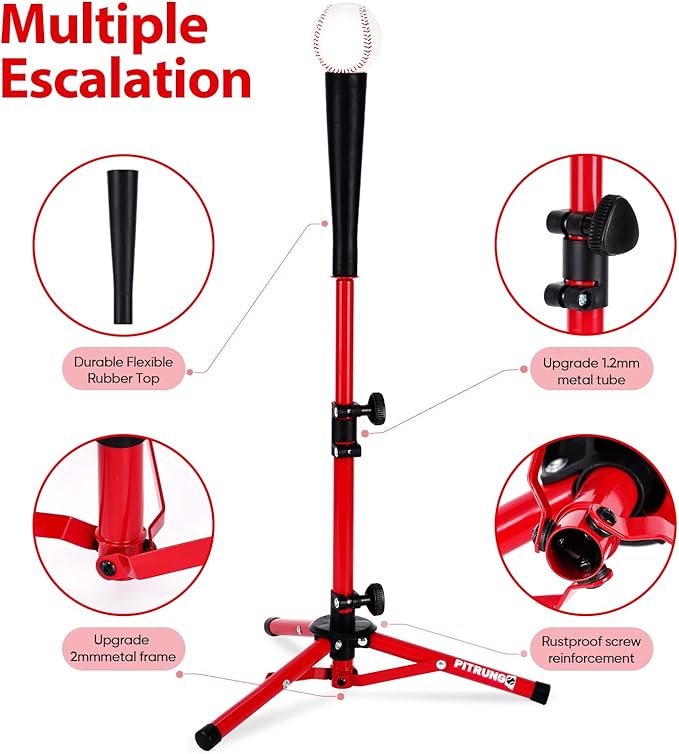 Baseball Softball Tee for Kids Toddles 3-10 Years Batting Hitting Tee T Ball Set Stand for Baseball Trainer Easy Adjustable Height 20.5''-29.5''Portable w/Carry Bag for Indoor Outdoor