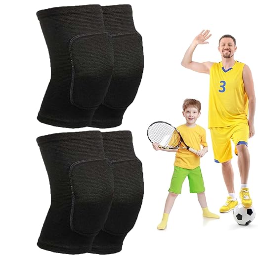 2 Pairs Adult Dance Knee Pads for Men Women Youth, Workout Sports Knee Protectors for Volleyball Soccer Yoga Exercise Bike, Soft Ice Skating Kneepads for Snowboarding Skiing Mountaineering, Black M