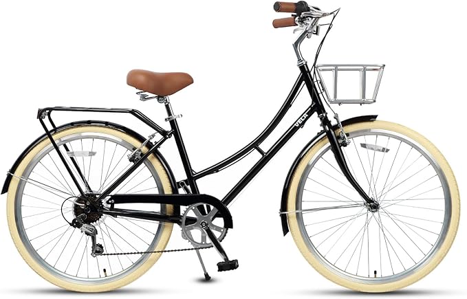 AVASTA Astrid Vela Hybrid Bike for Adult Women Female Lightweight Step Through 26 Inch High Tensile Steel Frame City Commuter Comfort Lady Bicycle, 6-Speed, Multiple Colors