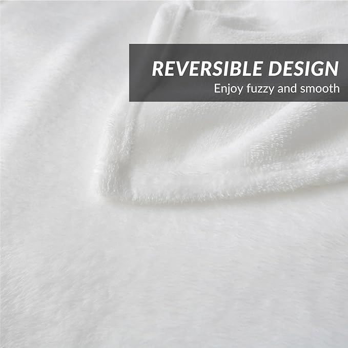 Bedsure Fleece Blanket Twin Size White - 300GSM Lightweight Plush Fuzzy Cozy Soft Warm Blanket for Bed, Sofa, Couch, Travel, Camping, 60x80 inches