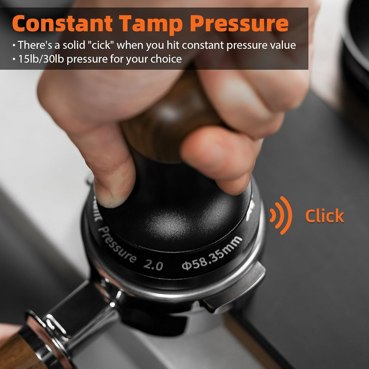Espresso Tamper 58.35mm-3 Spring Loaded Coffee Tamper-15lb / 30lbs Replacement Springs Calibrated Tamper with Sound Feedback-MHW-3BOMBER Flat Base Tamper-Fits for 58mm Portafilter Basket T6184T-OS