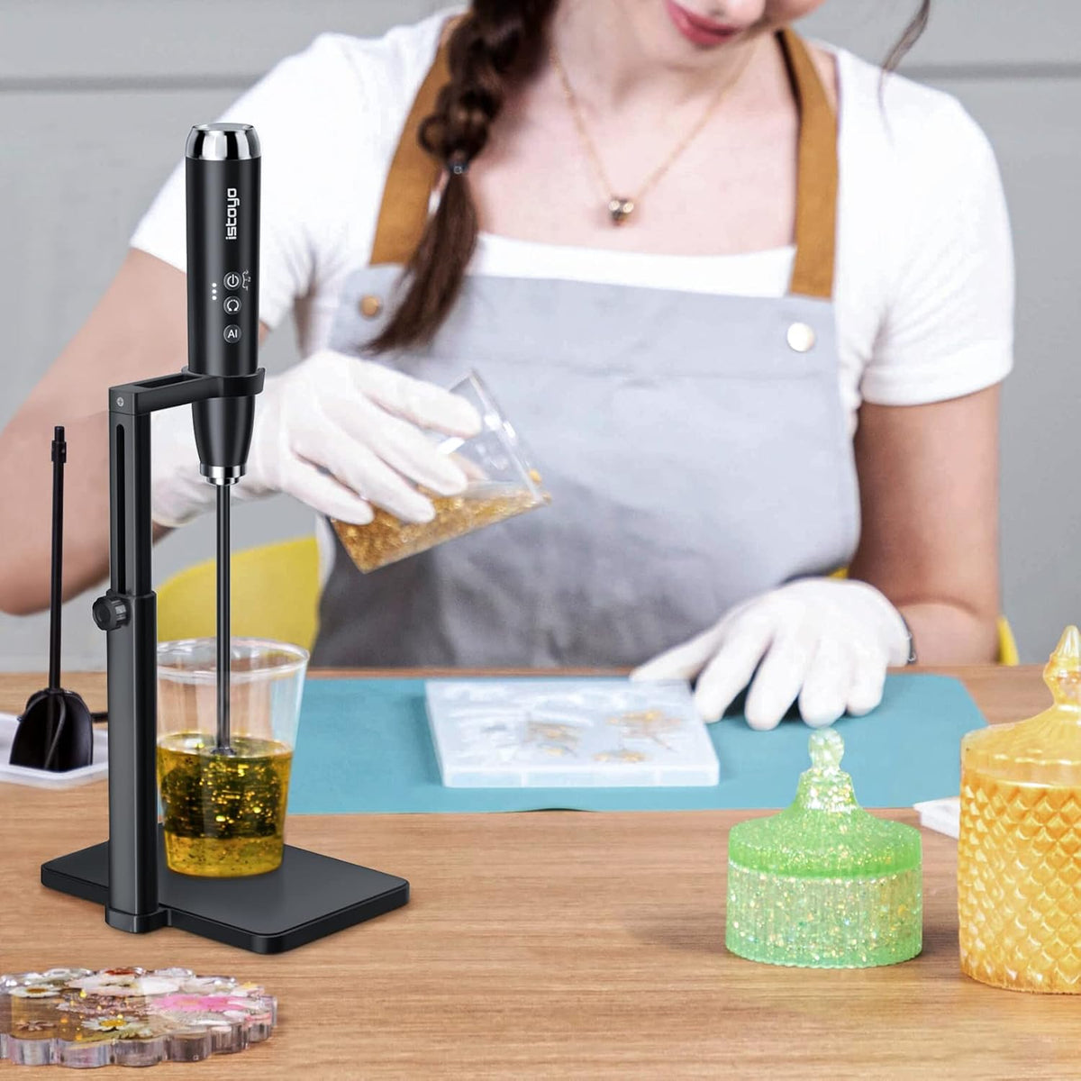 ISTOYO Premium Resin Mixer Stand, Applicate for Resin Mixer Pro&Ultra, Free Your Hands from Epoxy Resin Mixing, Resin Molds, Silicone Molds Mixing, DIY Crafts