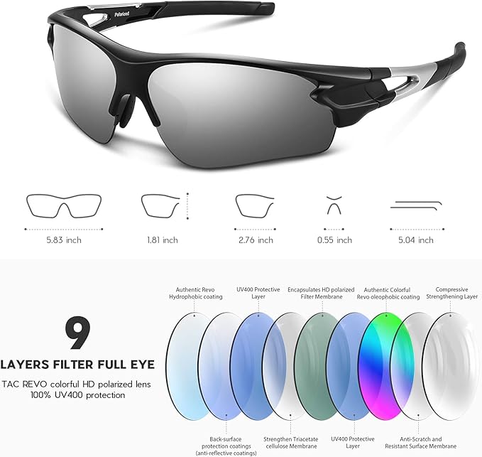 BEACOOL Polarized Sports Sunglasses for Men Women Youth Baseball Fishing Cycling Running Golf Motorcycle Tac Glasses UV400