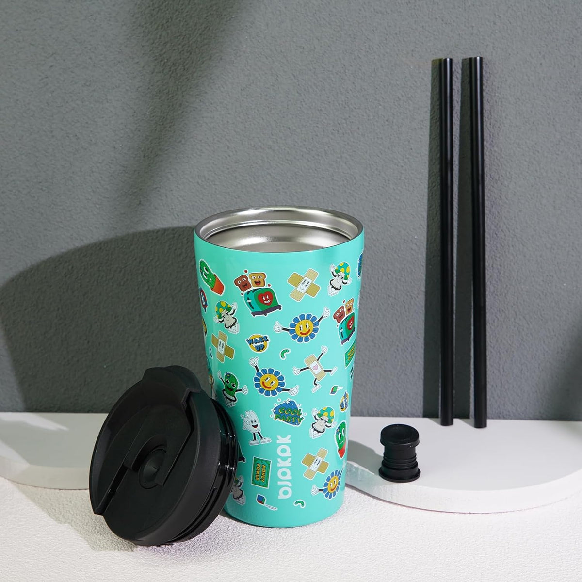 BJPKPK 18oz Tumbler With lid And Straw Stainless Steel Travel Coffee Mug Insulated Tumblers Cups,Passionate-Red