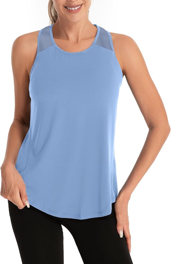 Aeuui Womens Workout Tops for Women Racerback Tank Tops Mesh Yoga Shirts Athletic Running Tank Tops Sleeveless Gym Clothes