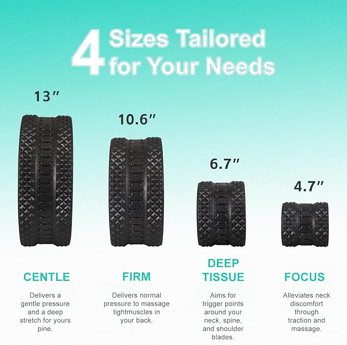 Back Roller Wheel 4 Pack - Yoga Wheel for Back Pain & Stretching,Back Roller for Deep Tissue Massage, Back Wheel for Physical Therapy & Exercise