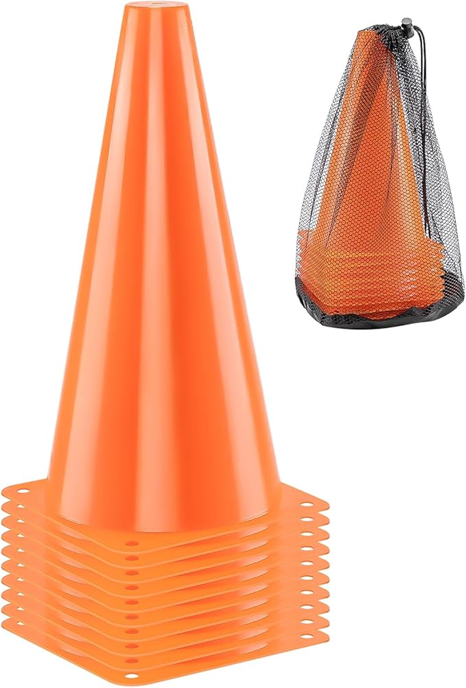 BiAnYC 12.5 Inch（32CM） Plastic Sport Training Traffic Cones Set of 10