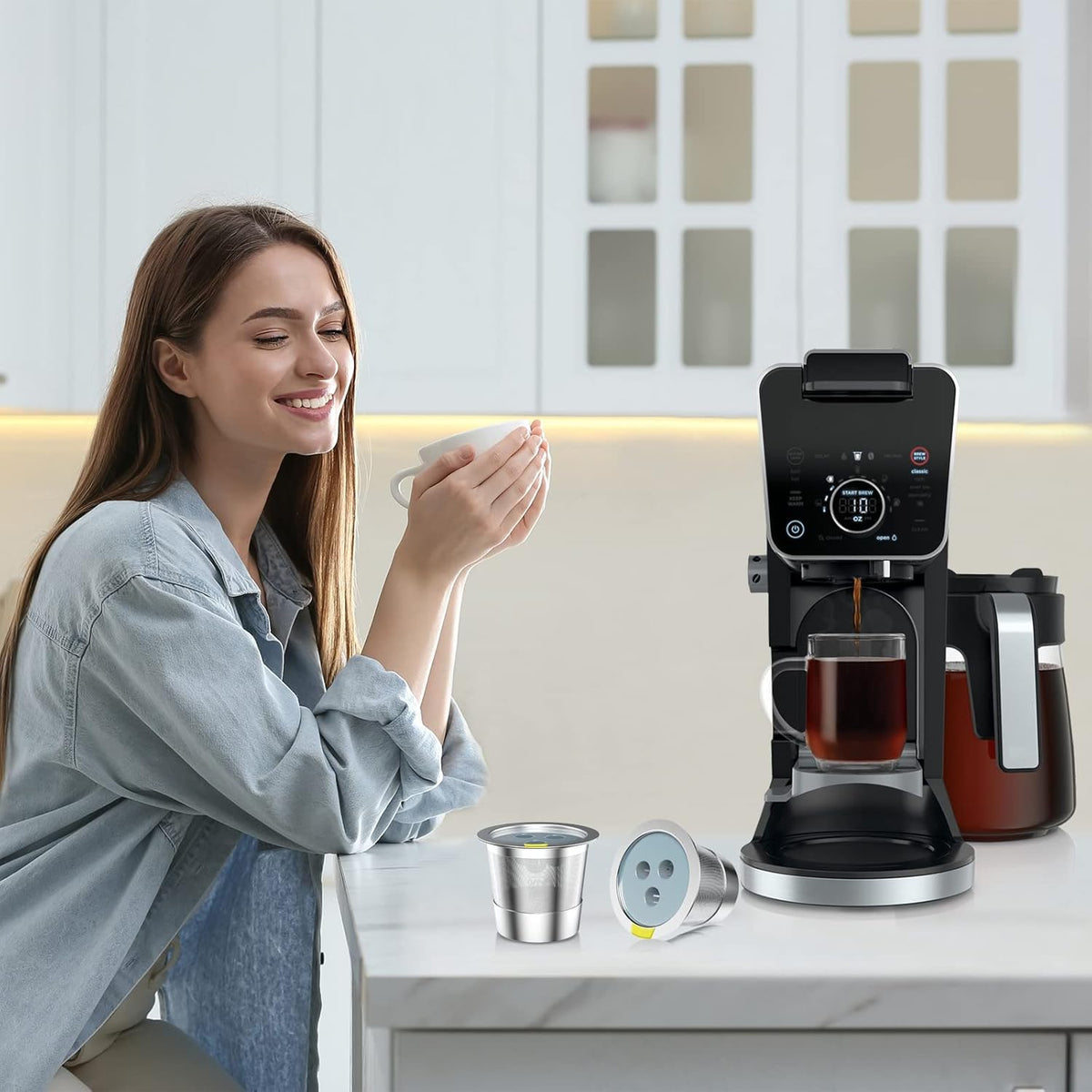 Stainless Steel Reusable K Cups Compatible for Ninja Coffee Maker,Upgrade 6 Pack K Cups Reusable Coffee Pods,Permanent Coffee Filters Fit for Ninja CFP201 CFP300 CFP301 CFP400 (6 Pack)