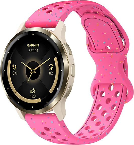 22mm Colorful Sport Silicone Band Compatible With Garmin Vivoactive 4/Venu 3/Venu 2, Recycled Plastic Soft Sport Strap Replacement for Forerunner 265/745/255/255 Music Men Women