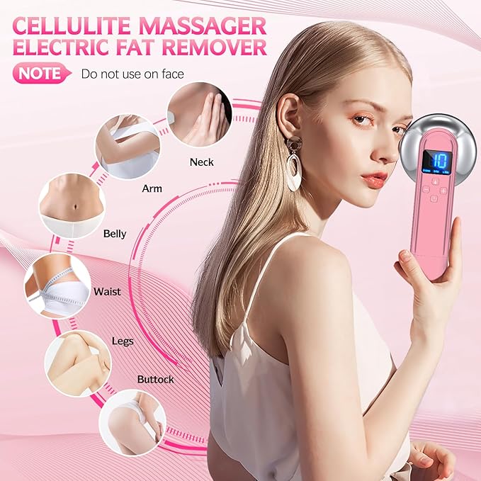 Body Sculpting Machine - Professional Cordless Cellulite Massager - Suitable for Belly, Neck, Leg, Hip, Arm (Pink)