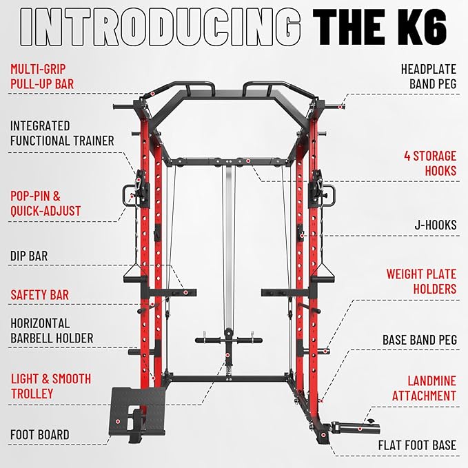 Mikolo Power Cage, Power Rack with Cable Crossover System, 1500LBS Squat Rack with LAT Pull Down System, Workout Cage with Pulley System for Fitness Home Gym