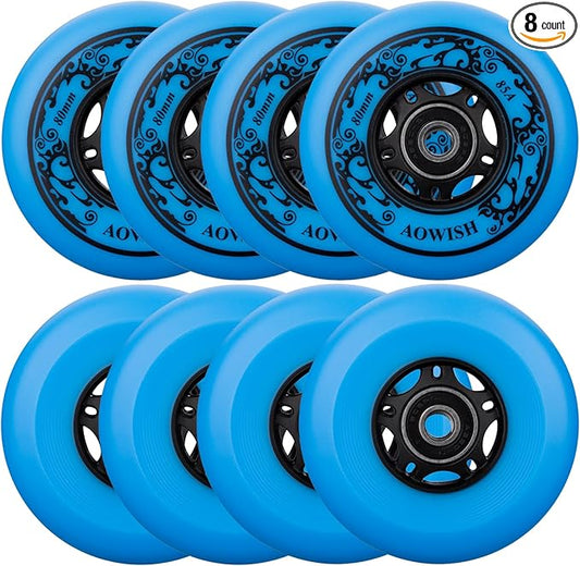 8-Pack Inline Skate Replacement Wheels 85A Outdoor Asphalt Formula Roller Blades Wheels Indoor Roller Blades Wheels with Bearings ABEC-9 & Floating Spacers