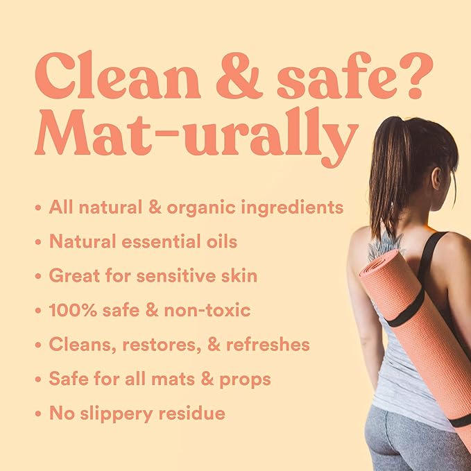 ASUTRA Yoga Mat Cleaner Spray (Calming Citrus), 4 fl oz - No Slippery Residue, Organic Essential Oils, Deep-Cleansing for Fitness Gear & Gym Equipment, Microfiber Towel Included