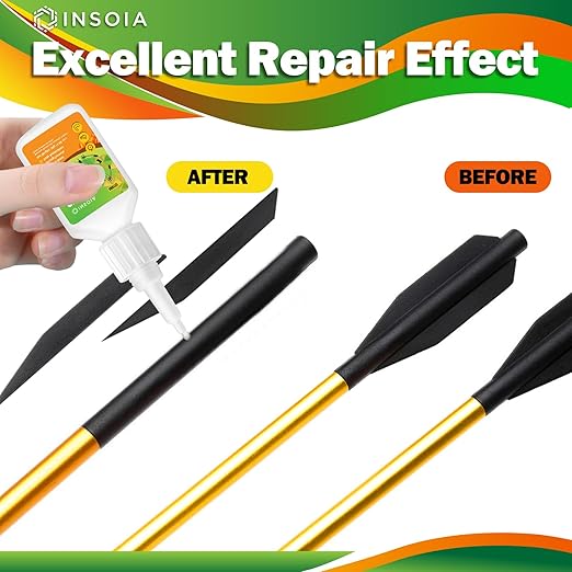 Arrow Fletching Glue, 30g Clear Fast-Dry Insert Adhesive for Arrow Vanes, Feathers & Fletching ??Super Bond Arrow Glue for Carbon, Aluminum & Wood Shafts, Waterproof & Precision Tip