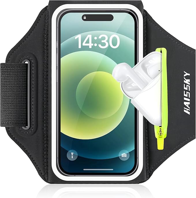 Arm Band for Phone for Running with Foldable Straps, 6.9‘’ Running Armband Phone Holder for iPhone 16 15 14 13 12 11 Pro Max Galaxy Pixel, Running Essentials for Women with Car Home Key Earphone Bag