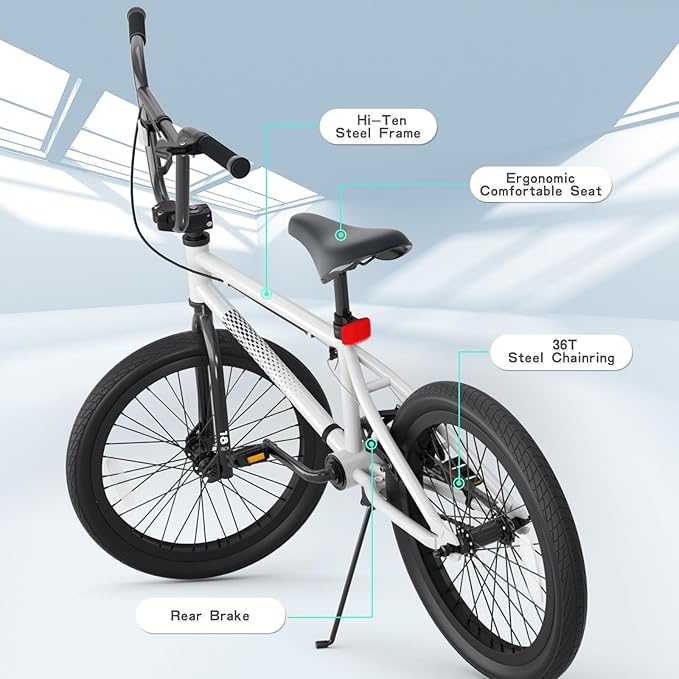 67i Boys BMX Bike 18/20 Inch Ages 8-12 Kids Bicycle with Front Rear U Brake Adjustable Seat Iron Fork 2.09" Wide Tires