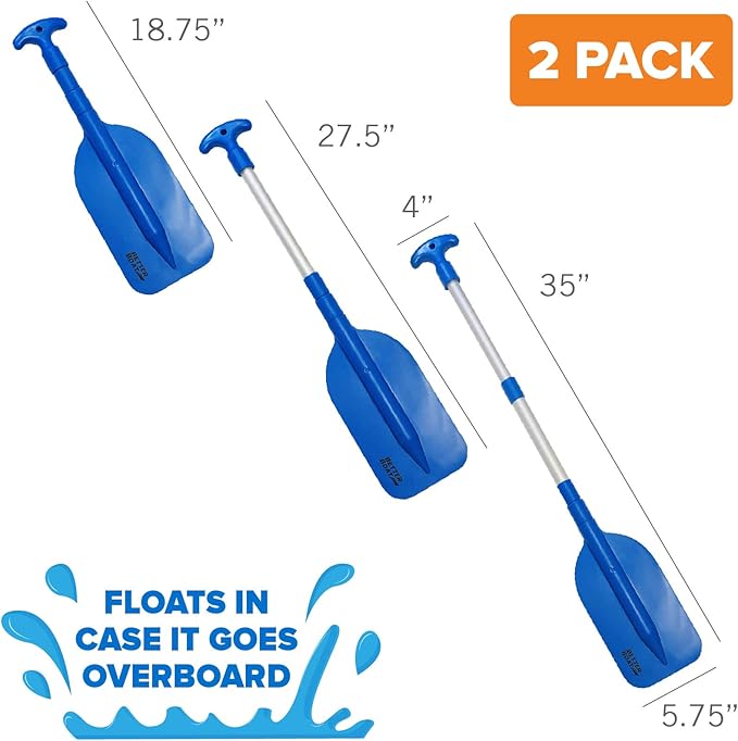 Boat Paddle Telescoping Plastic Collapsible Oar, Kayak, Jet Ski, Rafting, Mini Canoe Paddles, Tubing Floats, Rowing Safety Accessories for Kids and Adults