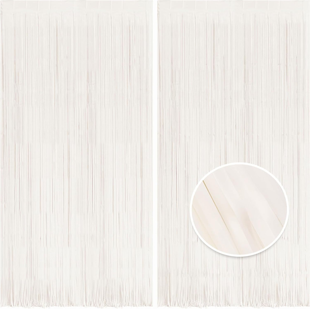 BRAVESHINE Tinsel Photo Backdrop Curtains - 2 Pack 3.2x8.2ft White Foil Fringe Streamer Curtain for Halloween/Boo Day/Valentine’s/Birthday/Christmas/Engagement/Bridal Shower Party Supplies Decorations