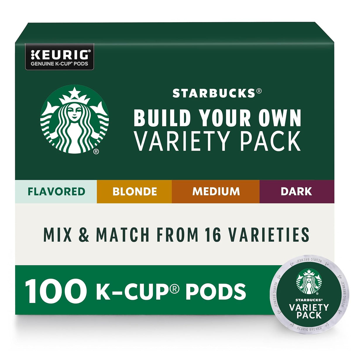 Starbucks Coffee, Keurig K-Cup Pods, Custom Build Your Own Variety Pack, 100 Pods