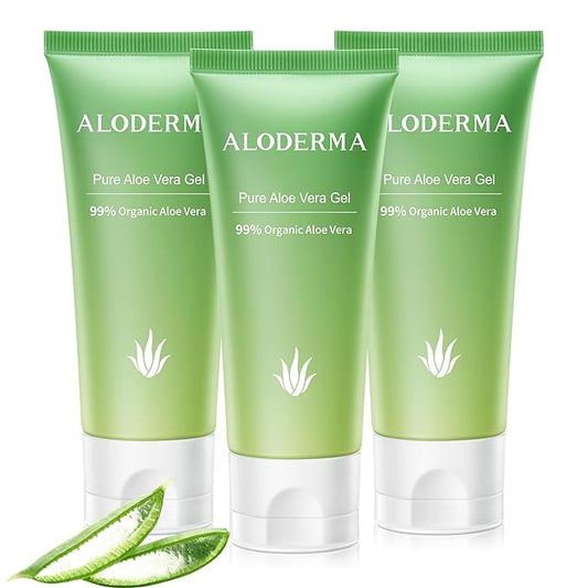 Aloderma Organic Aloe Vera Gel - 1.5oz, Unscented, Hydrating, Soothing, Cooling, Instant Relief for Skin & Sunburn, USDA Organic
