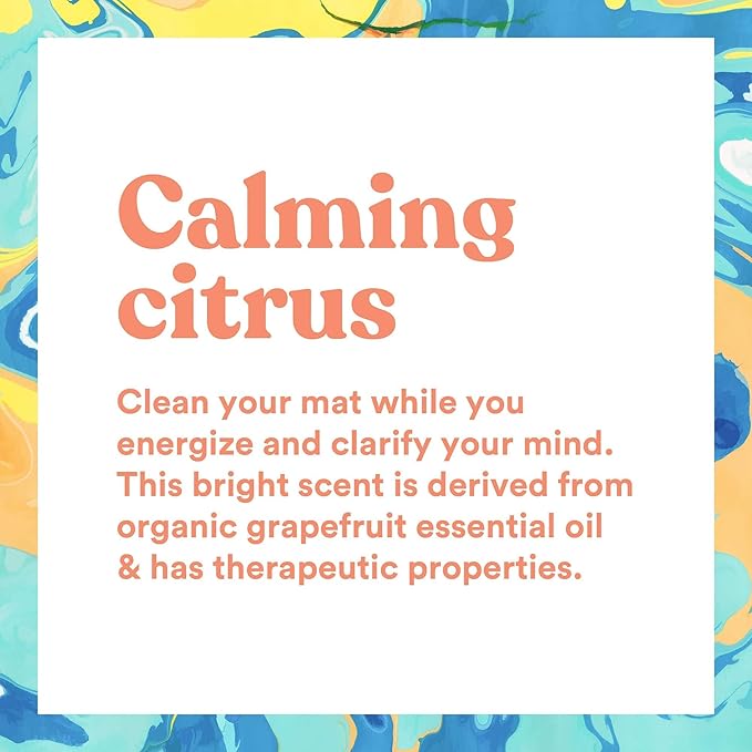 ASUTRA Yoga Mat Cleaner Spray (Calming Citrus), 4 fl oz - No Slippery Residue, Organic Essential Oils, Deep-Cleansing for Fitness Gear & Gym Equipment, Microfiber Towel Included