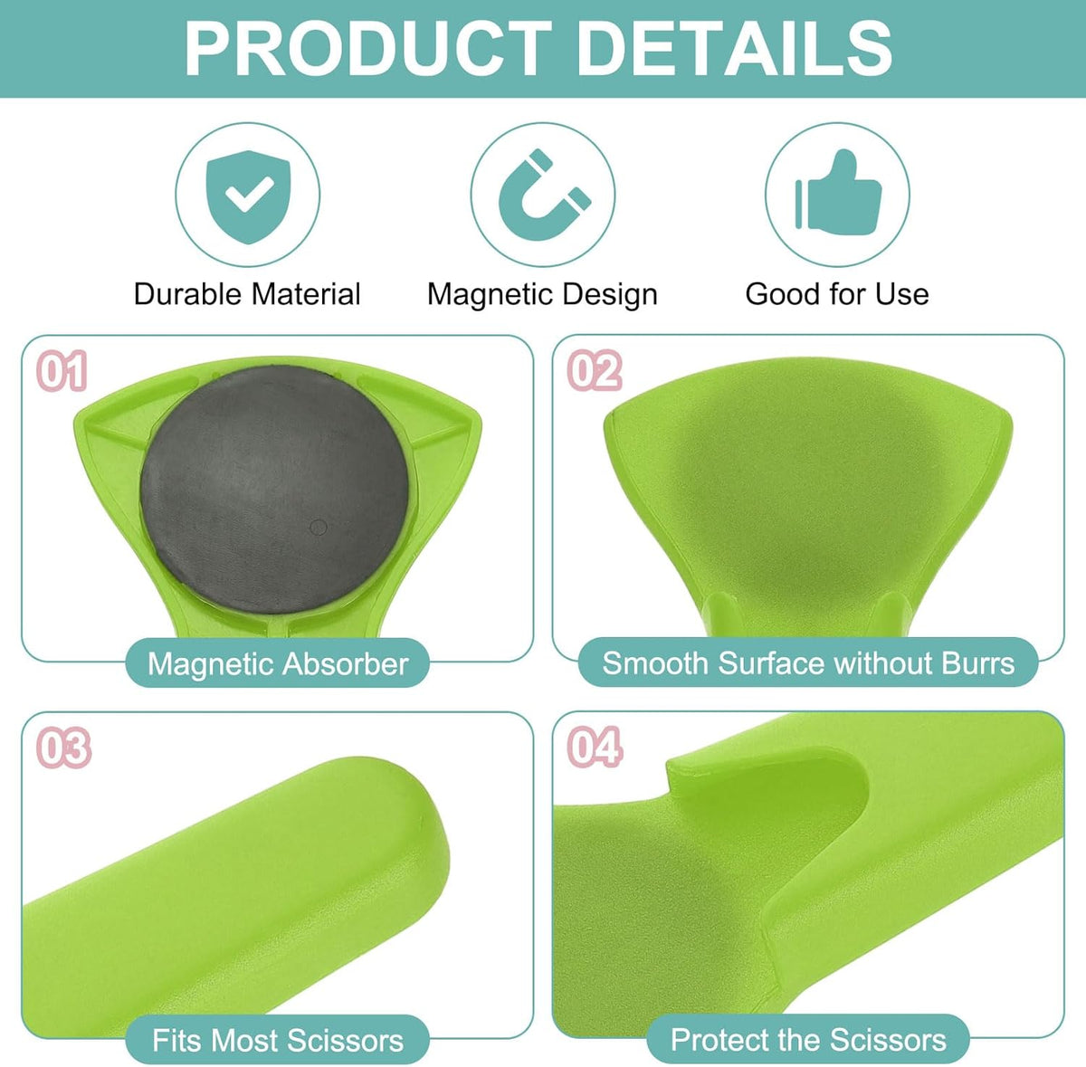 uxcell 2 Pcs Magnetic Scissor Holder, 7.48" x 3.46" Plastic Scissors Cover Durable Waterproof Protector Portable with Round Magnetic Absorber for Kitchen Shears, Green