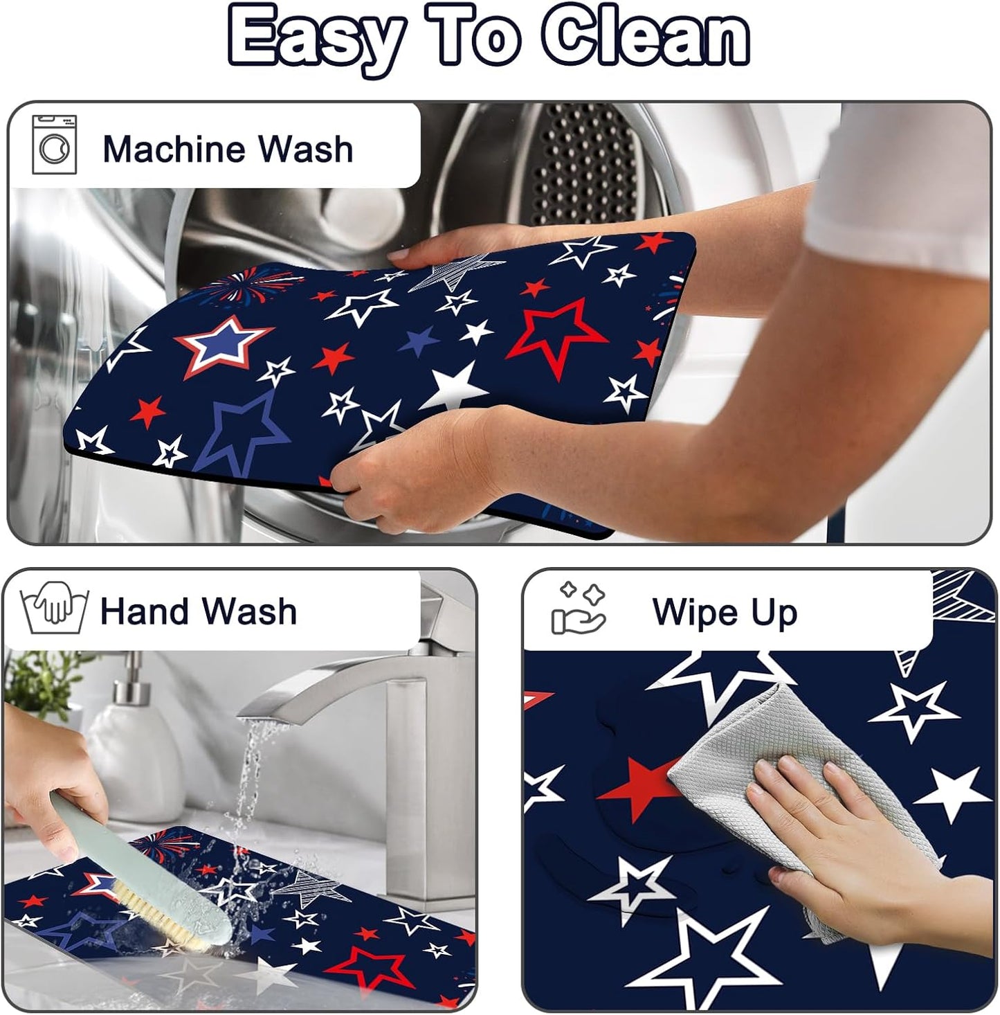 Dish Drying Mat 16" X 24", Super Absorbent & Cuttable Coffee Mats for Countertop, Kitchen Counter Mat Fits Under Coffee Maker or Machine, Hide Stain Drying Pad for Dish Drying Rack, B Stars Freworks