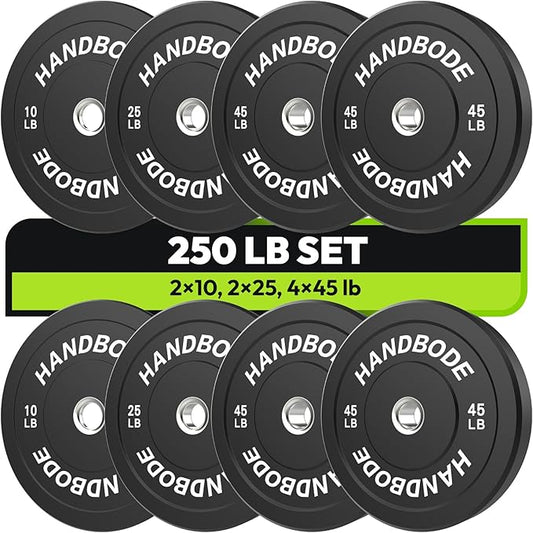 Bumper Plates 2 - Inch Olympic Weight Plate Set for Barbell, 10-55 lb Rubber Weights Sets for Home Gym, Strength Training Plate, Weight Lifting, Black