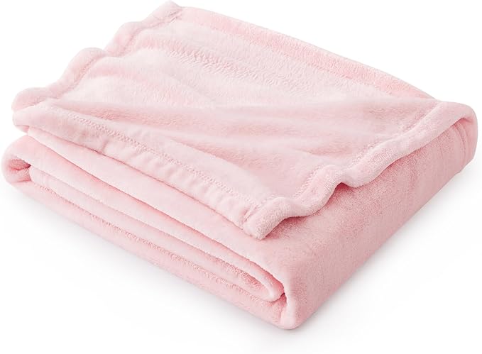 Bedsure Pink Fleece Throw Blanket for Couch - 300GSM Cozy Soft Blankets for Women, Cute Small Fleece Throws for Girls, Pink Home Decor Gifts, 50x60 Inches