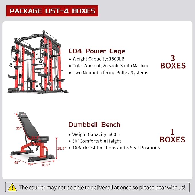 Smith Machine with Cable Crossover System, Multi-Function Power Cage Squat Rack for Home Gym, Power Rack and Packages Weight Sets.