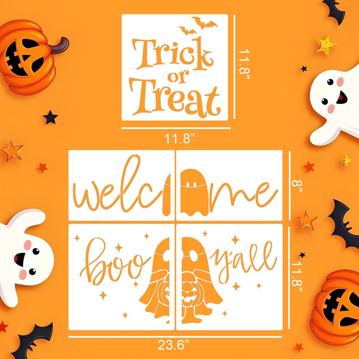 Halloween Stencils for Door Mats Large Halloween Doormat Stencils Trick or Treat Boo Ghost Stencil for Door Mat Wood Sign Fabrics DIY Crafts Decor