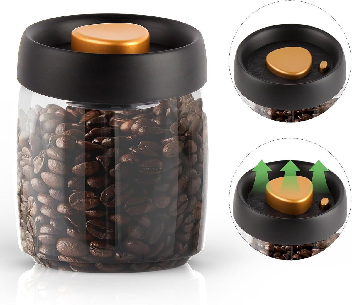 Coffee Vacuum Container Mason Jars: Food Coffee Bean Storage Containers with Lids Airtight, Plastic Wide Mouth Mason Jars Vacuum Sealer, Manual Vacuum Extraction Sealed Tank, 800ml