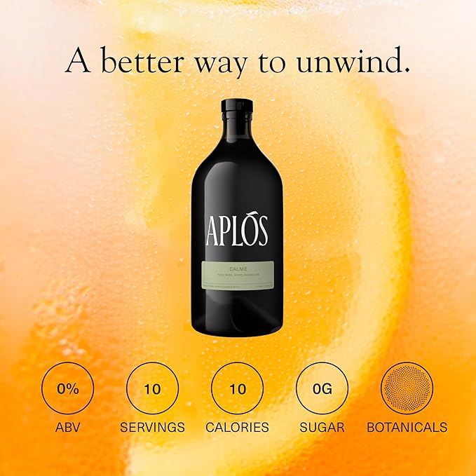 Aplós Calme Non Alcoholic Drink - Botanical Infused Calming Beverage Formulated to Relax and Unwind, Zero Sugar Beverage - 19.4 fl oz - 575ml