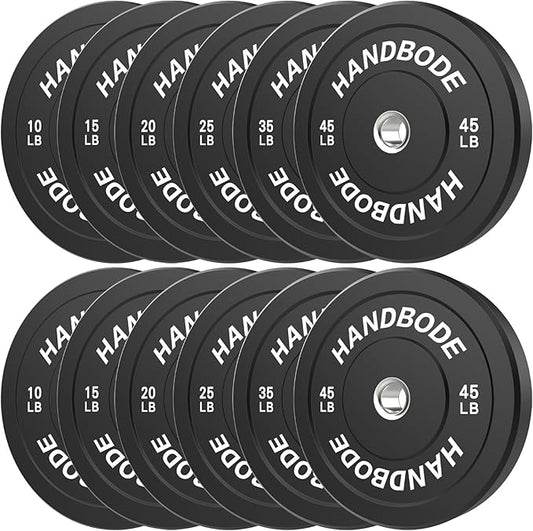 Bumper Plates 2 - Inch Olympic Weight Plate Set for Barbell, 10-55 lb Rubber Weights Sets for Home Gym, Strength Training Plate, Weight Lifting, Black