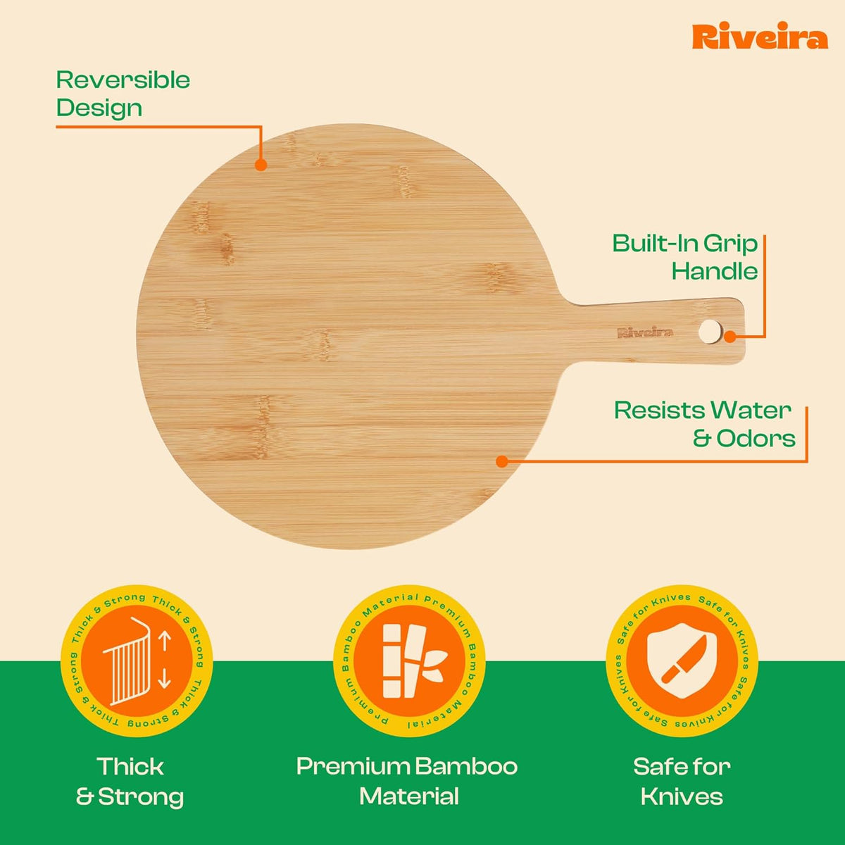 Riveira White Bamboo Wood Cutting Board – Gourmet Bamboo Grandeur: 17 x 12 Wooden Cutting Board – Wooden Cutting Boards For Kitchen Decorative – Innovative Juice Grooves Wooden Chopping Board