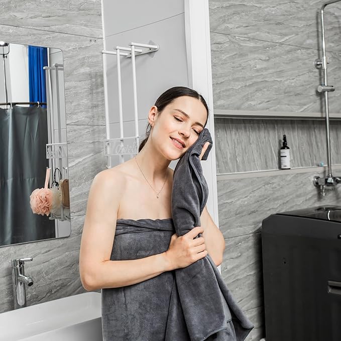 JML Bath Towels, Large Microfiber Bathroom Towel Set 6 Pack 30" x 60", Soft Absorbent Microfiber Body Towels for Adult, White