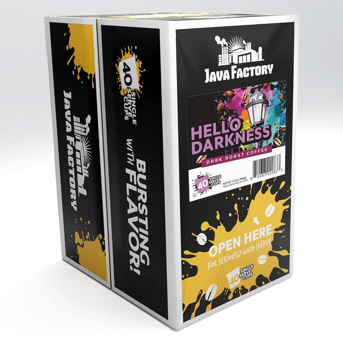 Java Factory Dark Roast Coffee Pods, Hello Darkness, 40 Count - Compatible with Keurig K Cup Brewers, Bold and Intense Coffee Flavor for Coffee Aficionados