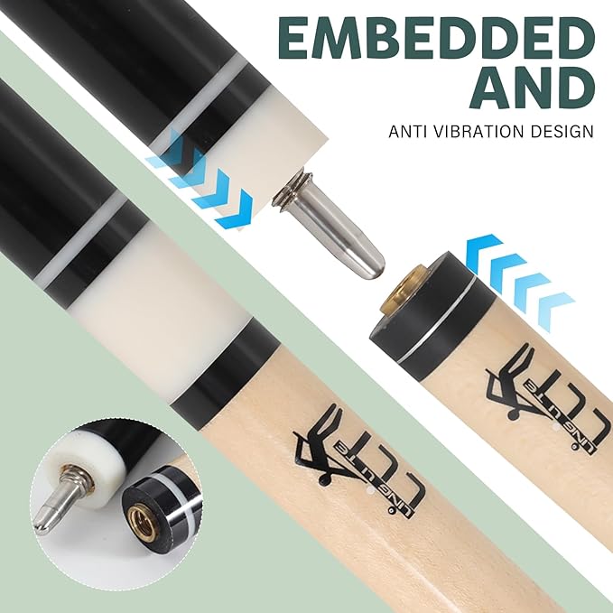 58-Inch Maple Wood Pool Cue, 2-Piece Design, 18oz-21oz ??Durable Billiard Stick with Leather Case for Home, Bar, and Competitive Play