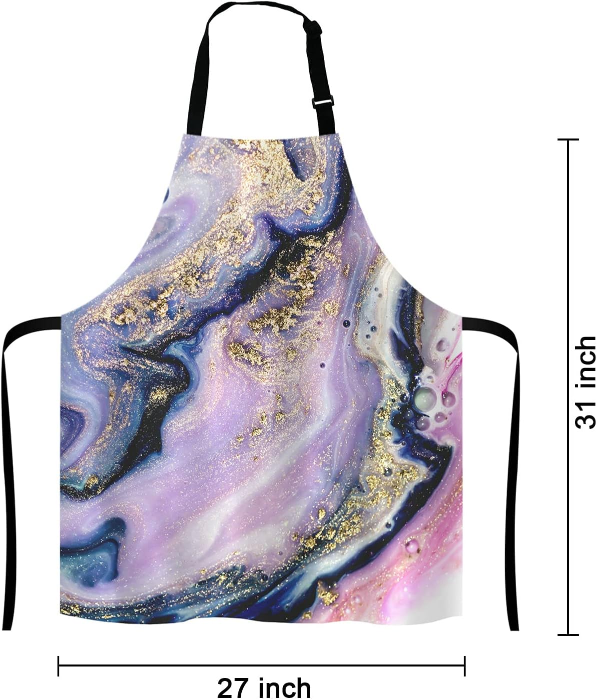 Marble Apron, Colorful Natural Luxury Gouache Landscape Unisex Kitchen Bib with Adjustable Neck for Cooking Gardening,Adult Size