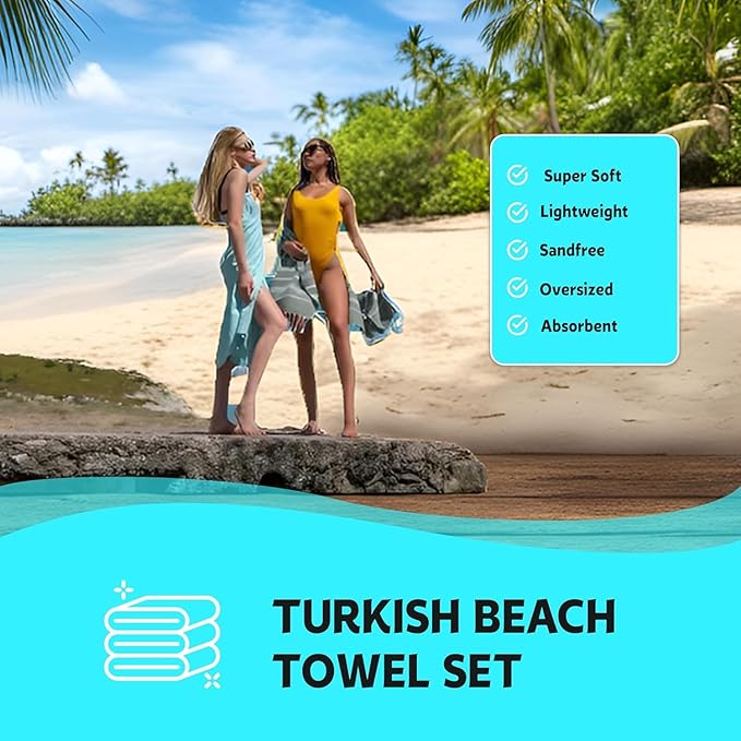 HAVLULAND Turkish Beach Towels Oversized -100% Turkish Cotton Super Soft Lightweight - Absorbent and Quick Drying Bath Towel - Sand Free Beach Towel - Turkish Towels for Adults (Yellow, 12 Pack)