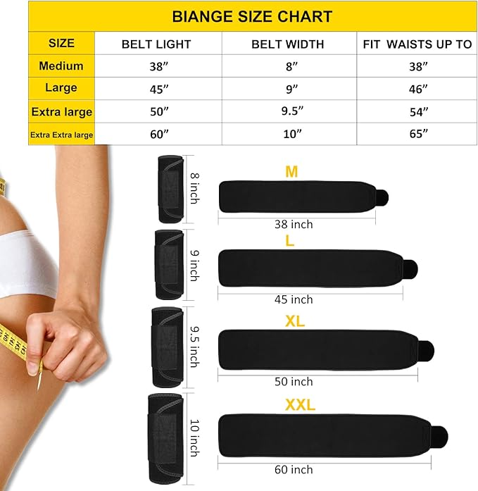 Biange Waist Trainer for Women Men Sweat Belt Waist Trimmer Belly Band Stomach Wraps
