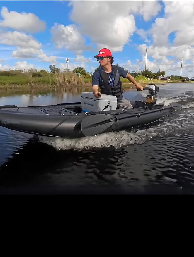 2 Person Inflatable Durable Fishing Kayak Armoured PVC Watercraft with Motor Mount Stern - 130'' x 43'' x 11.8