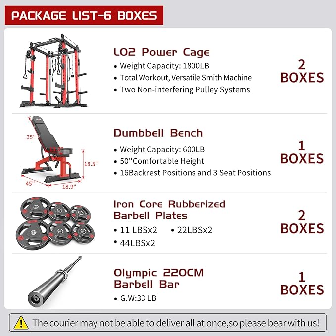 Power Cage Multi-Function Power Rack with Cable Crossover System,1800 LBS Capacity Squat Rack with Weight Bench,for Home Gym