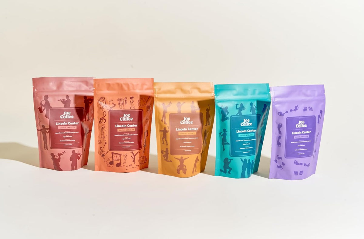 Joe Coffee Company x Lincoln Center - 6 oz Bag Whole Bean Coffee Bundle of 5| Women-Produced, NYC Roaster, Rainforest Alliance Certified, Kosher, Climate-Friendly, Specialty Grade