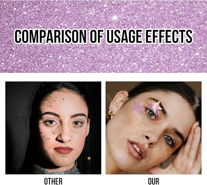 Brzeaf Waterproof Purple Glitter Stick, Shimmery&Not Greasy&Long Lasting, Chunky Glitter for Face/Body/Hair/Eyes, Singer Concert Music Rave Festival, Glitter Stick Makeup for Women Men