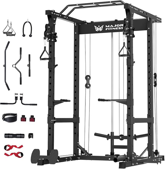 MAJOR FITNESS Drone1 Power Cage - Multi-Function Power Rack for Home Gym, Squat Rack, Cable Crossover System, for Strength Training, Heavy-Duty Steel Construction